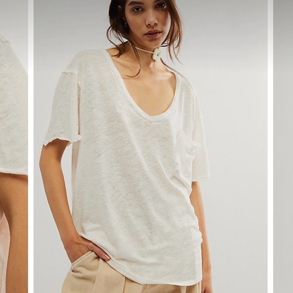 Women’s Free People - Ivory Oversized We the Free “All I Need Tee” Size M Medium